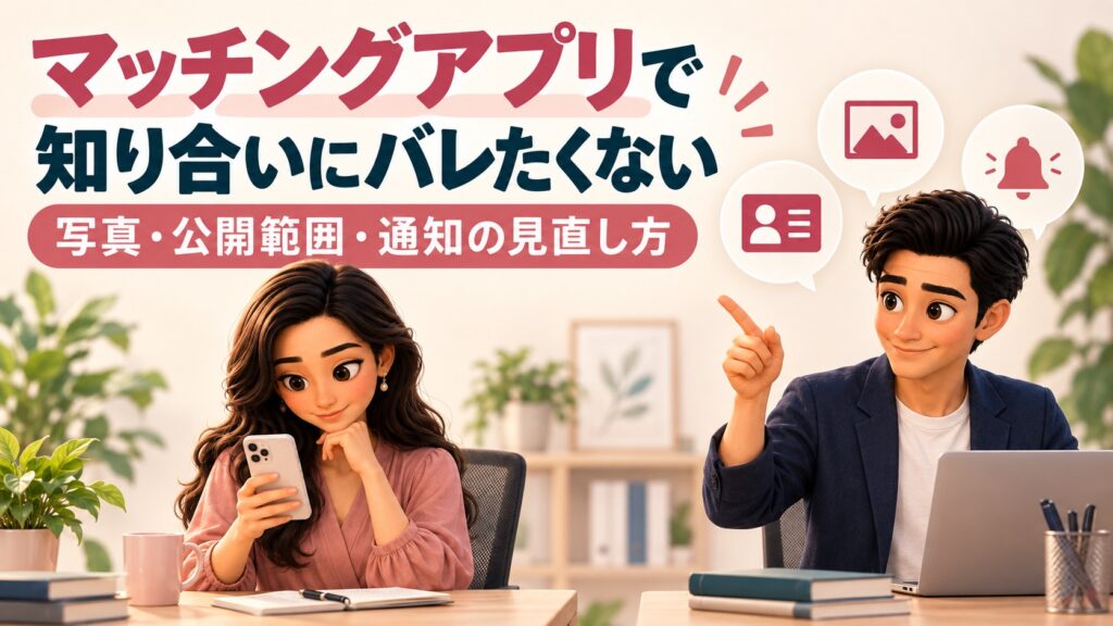 マッチングアプリの写真・公開範囲・通知を見直す、同僚アドバイザーのかんなとけん