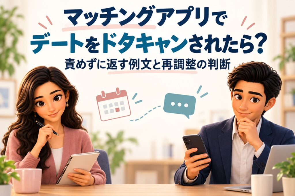 デートのドタキャン後の返信と再調整を案内する、同僚アドバイザーのかんなとけん