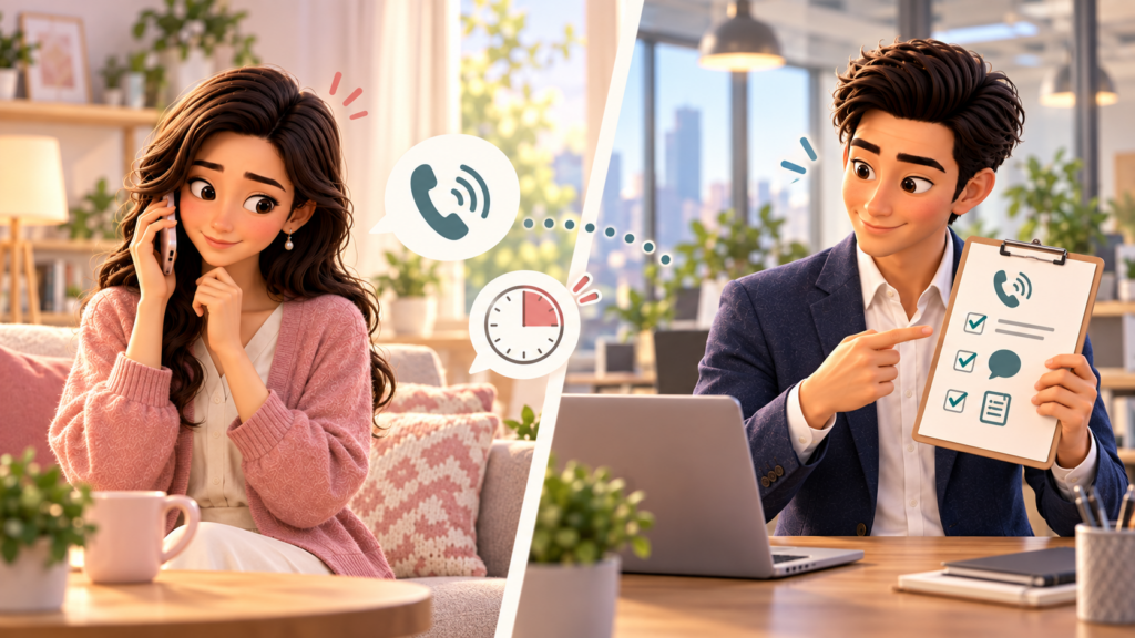 マッチングアプリで会う前に15分通話をするかんなと案内するけん