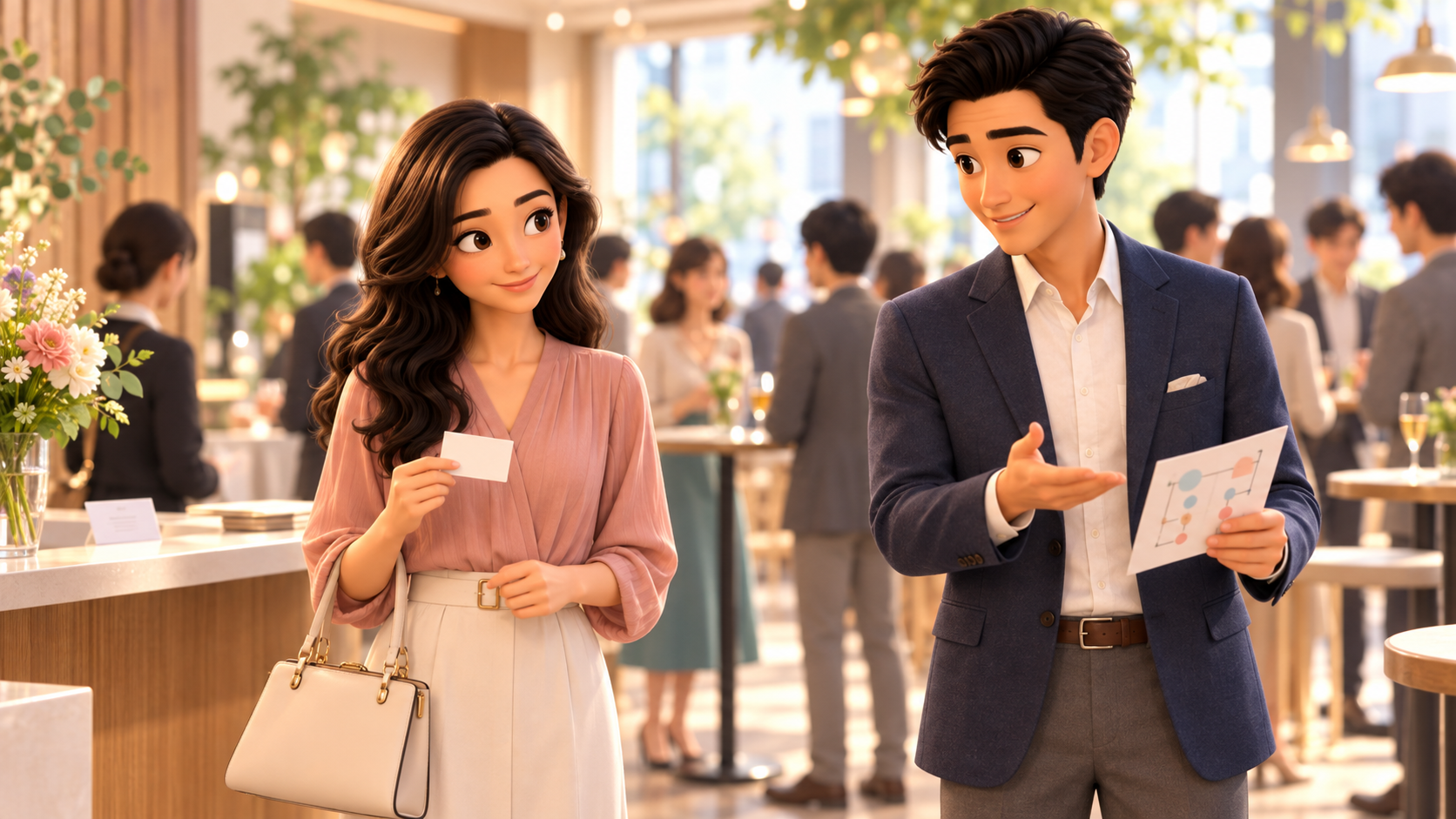 30代女性のかんなが街コンへ一人参加し、同僚アドバイザーのけんから立ち回りを確認している