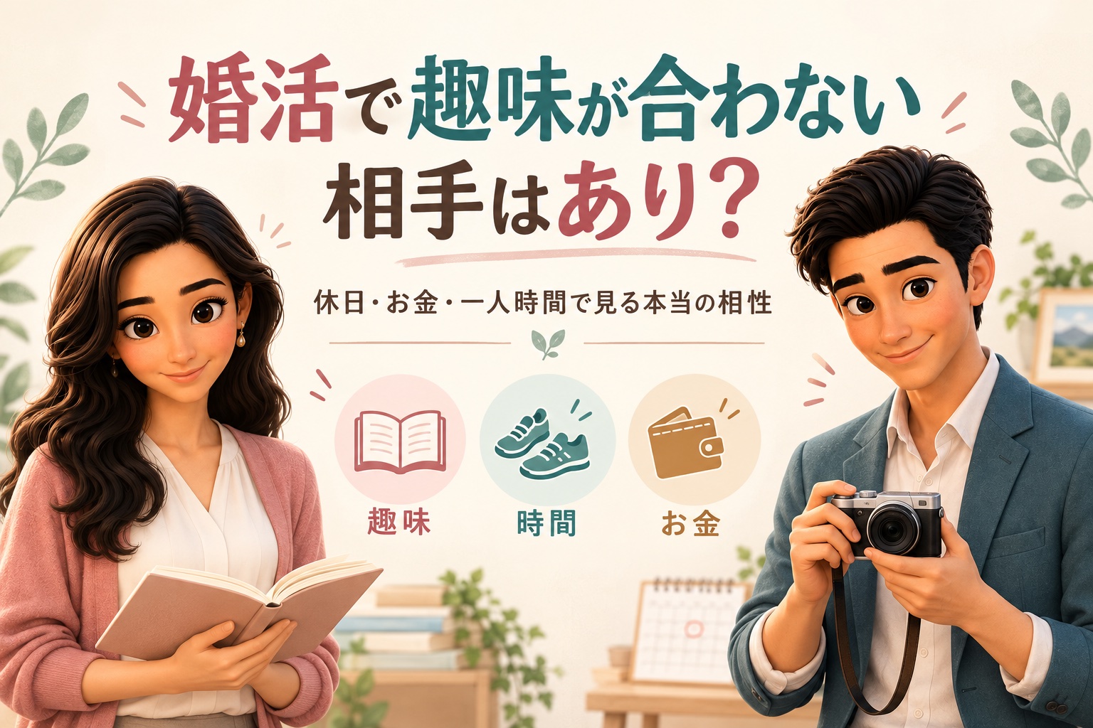 趣味が合わない相手との相性を、休日・お金・一人時間から考えるかんなとけん
