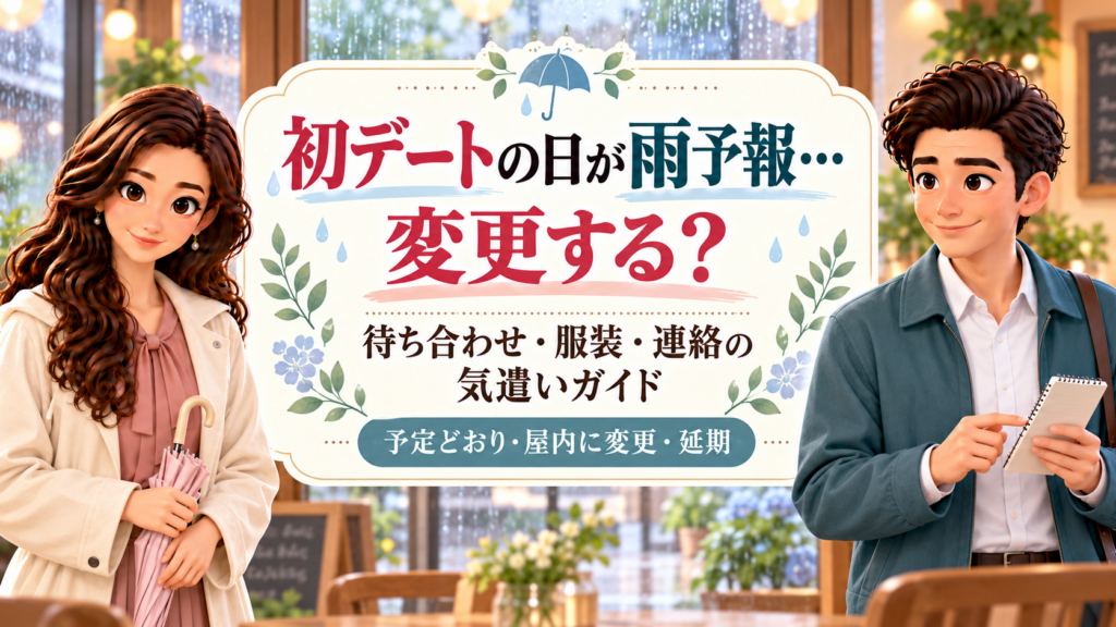雨の日の初デートについて予定どおり・屋内に変更・延期の選択肢を案内するかんなとけん