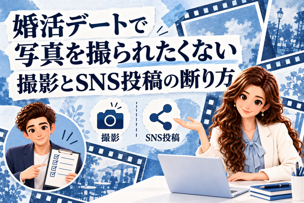 婚活デートで写真を撮られたくないときの撮影・SNS投稿の断り方を案内するかんなとけん