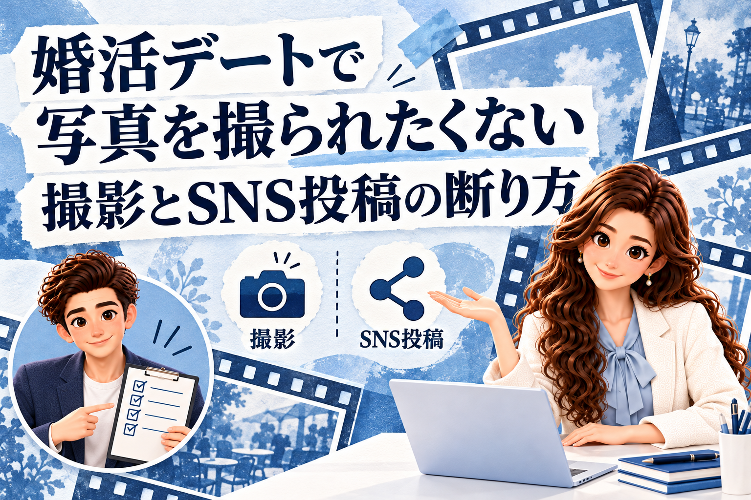 婚活デートで写真を撮られたくないときの撮影・SNS投稿の断り方を案内するかんなとけん