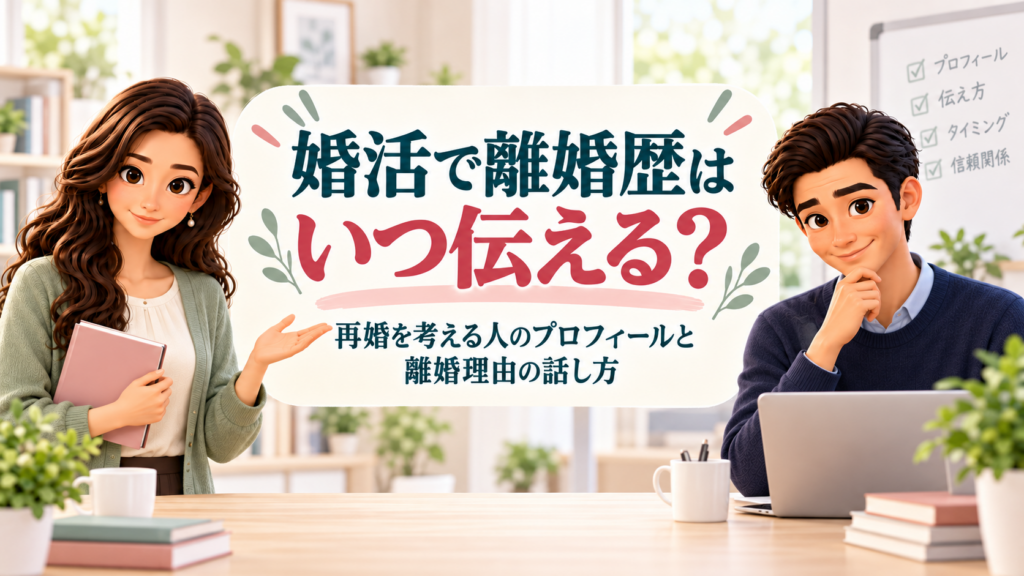 離婚歴を伝える時期とプロフィールの書き方を案内するかんなとけん