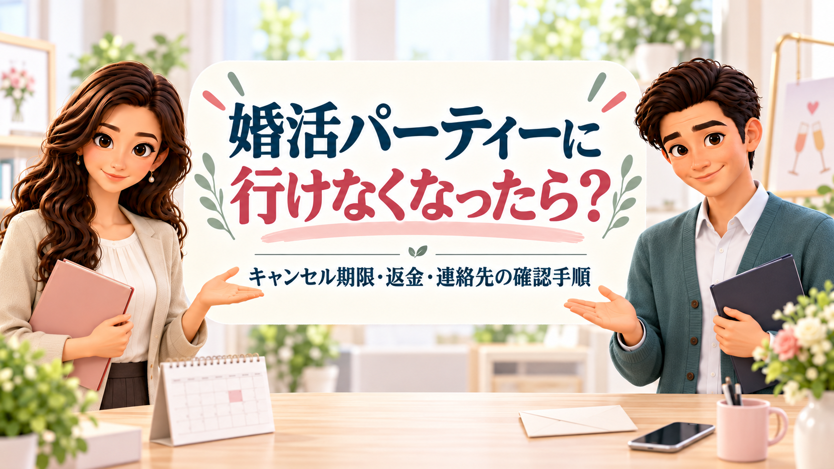 婚活パーティーのキャンセル期限・返金・連絡先を案内するかんなとけん