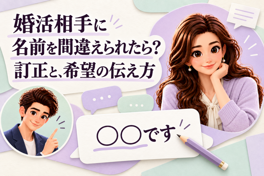 婚活相手に名前を間違えられたときの訂正を、呼び名カードとともに案内するかんなとけん