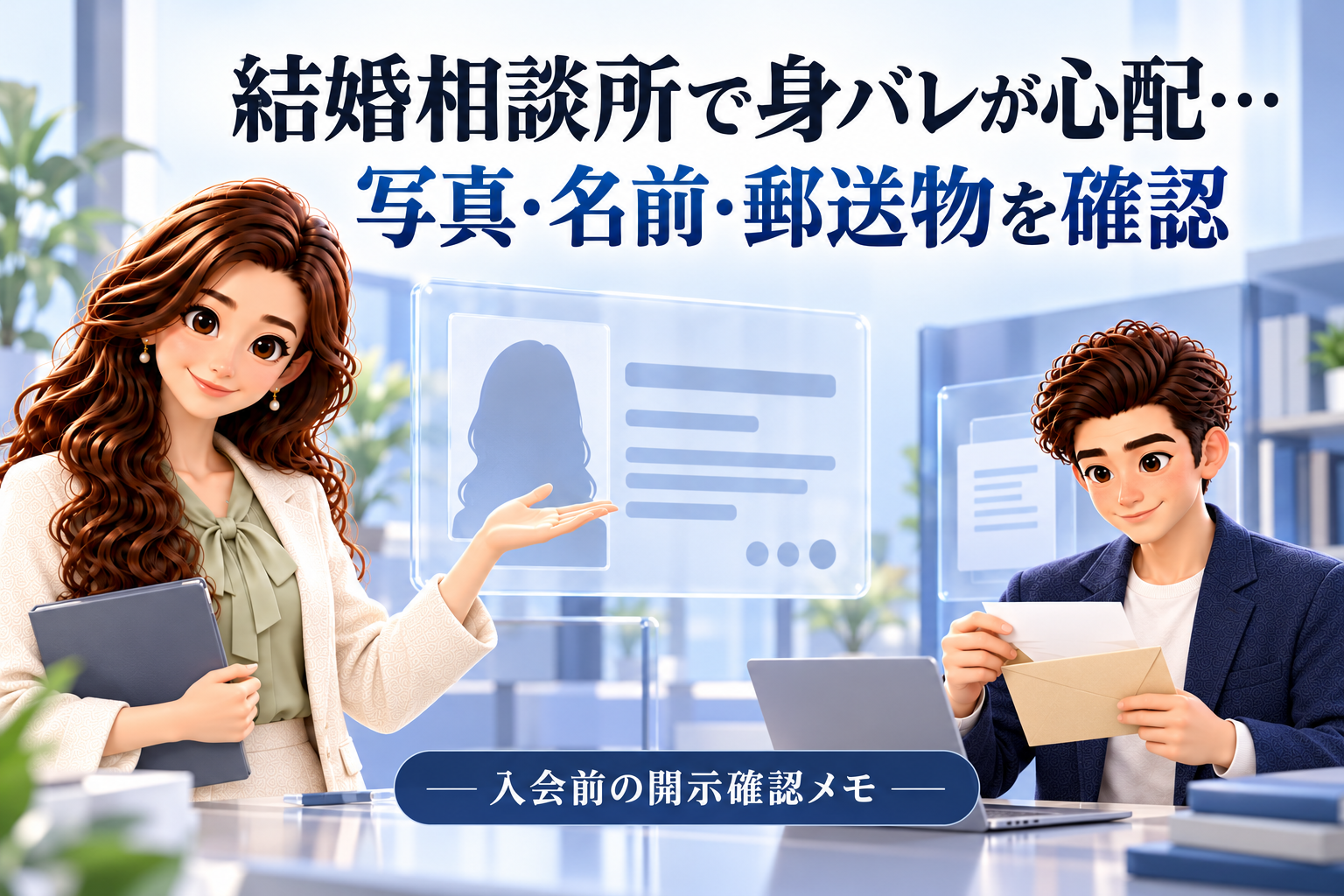 結婚相談所の写真・名前・郵送物の確認ポイントを案内するかんなとけん