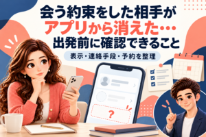 会う約束をした相手がアプリから消えたとき、表示・連絡手段・予約の確認を案内するかんなとけん