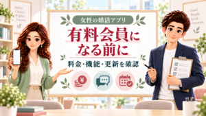 女性が婚活アプリの有料会員になる前に、料金・機能・更新を確認するかんなとけん