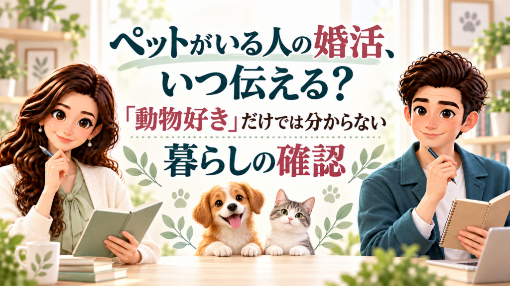 ペットがいる人の婚活と結婚後の暮らしを案内する、同僚アドバイザーのかんなとけん